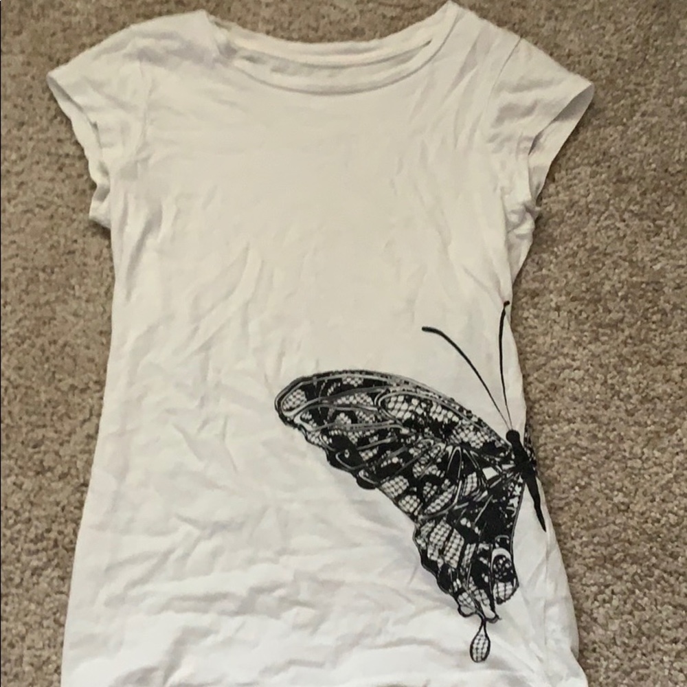 White butterfly woman shirt